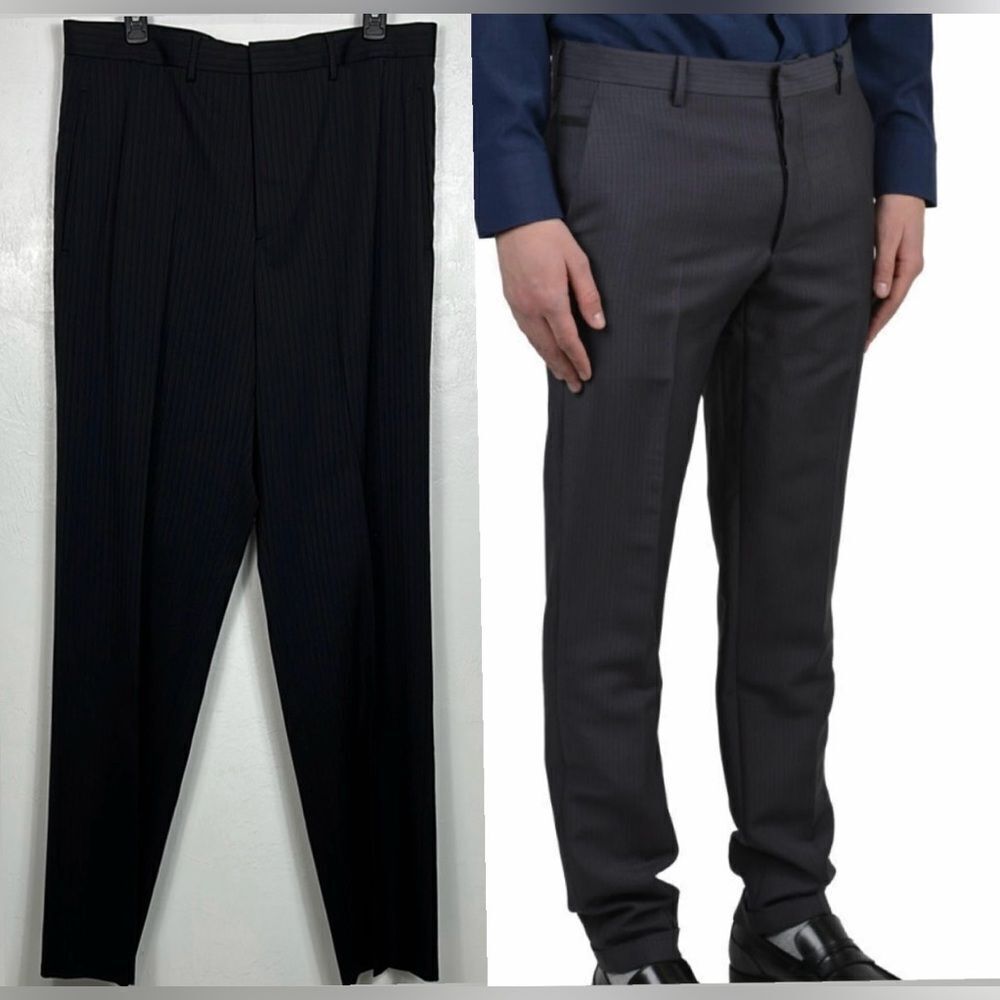 Prada Men's Pinstripe Dress Pants in Dark Charcoal